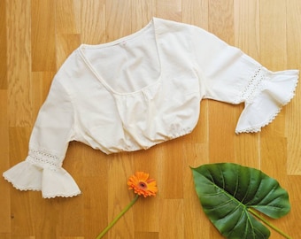 Crop top en coton et dentelles, haut boho hippie chic | vintage des années 70