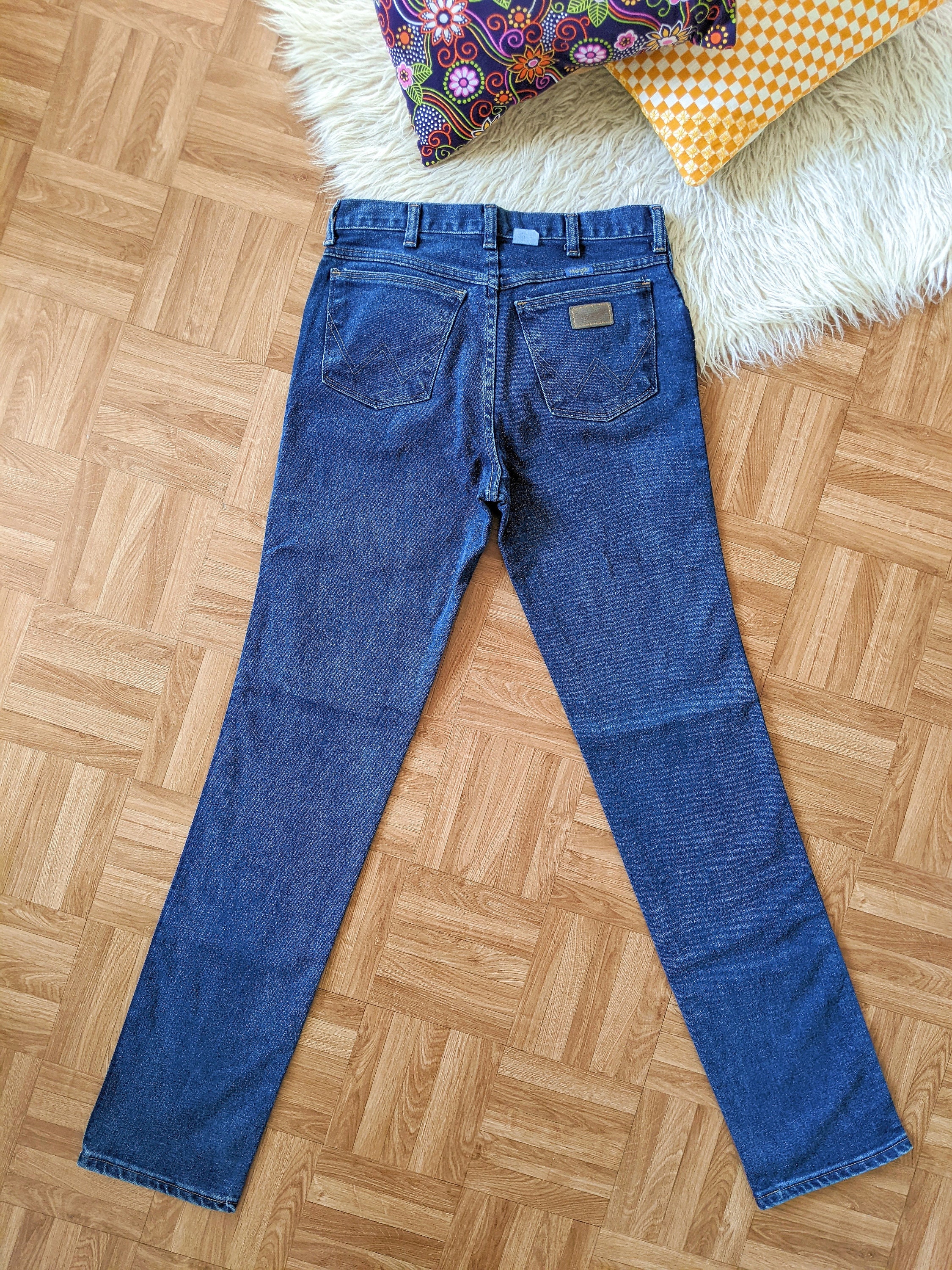 RARE Deadstock Wrangler Blue Denim Jeans, Straight and High Cut