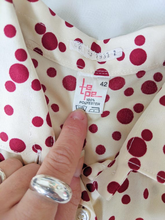 burgundy polka dot shirt