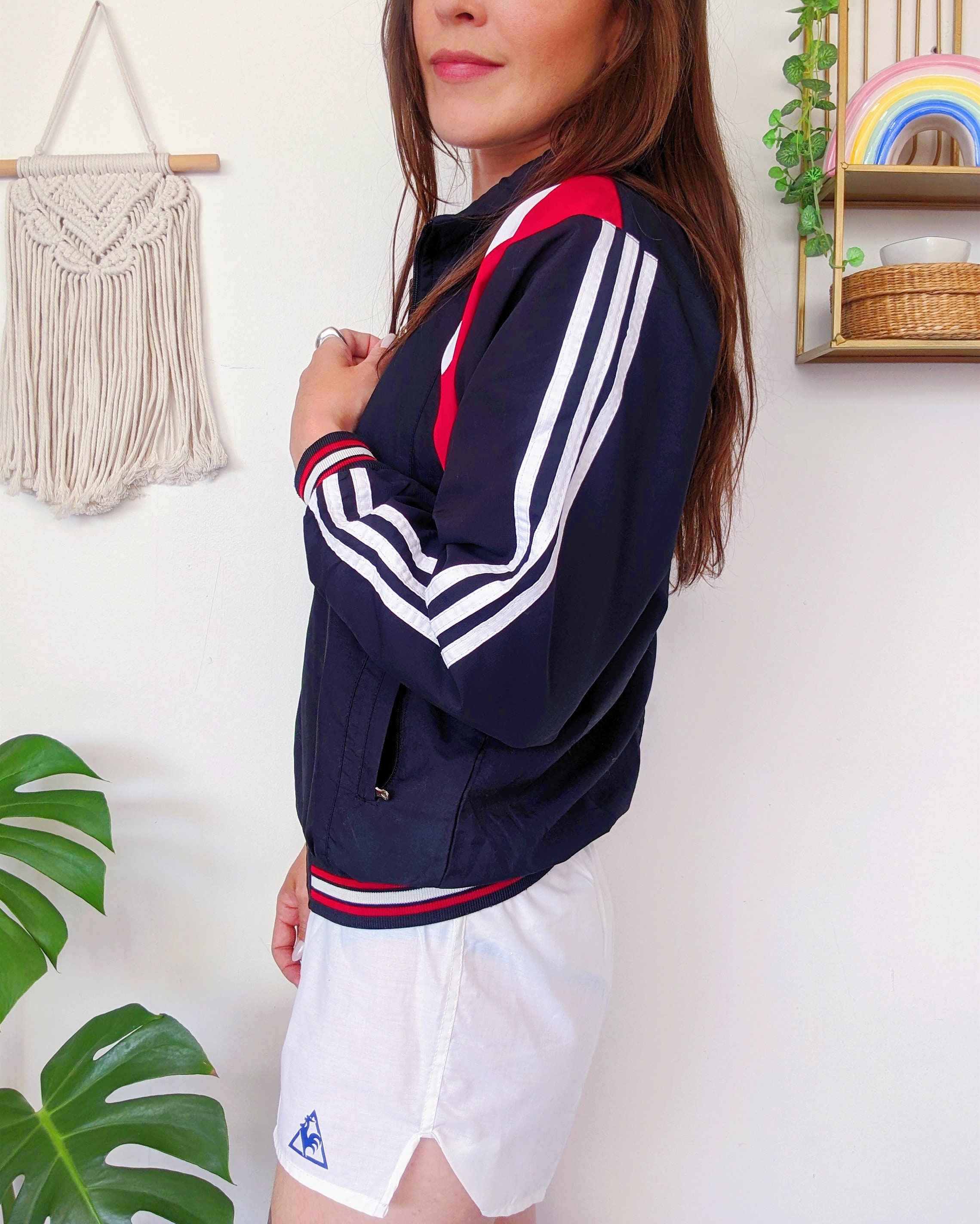 Black, White and Red ADIDAS Track Jacket, Unisex High Neck