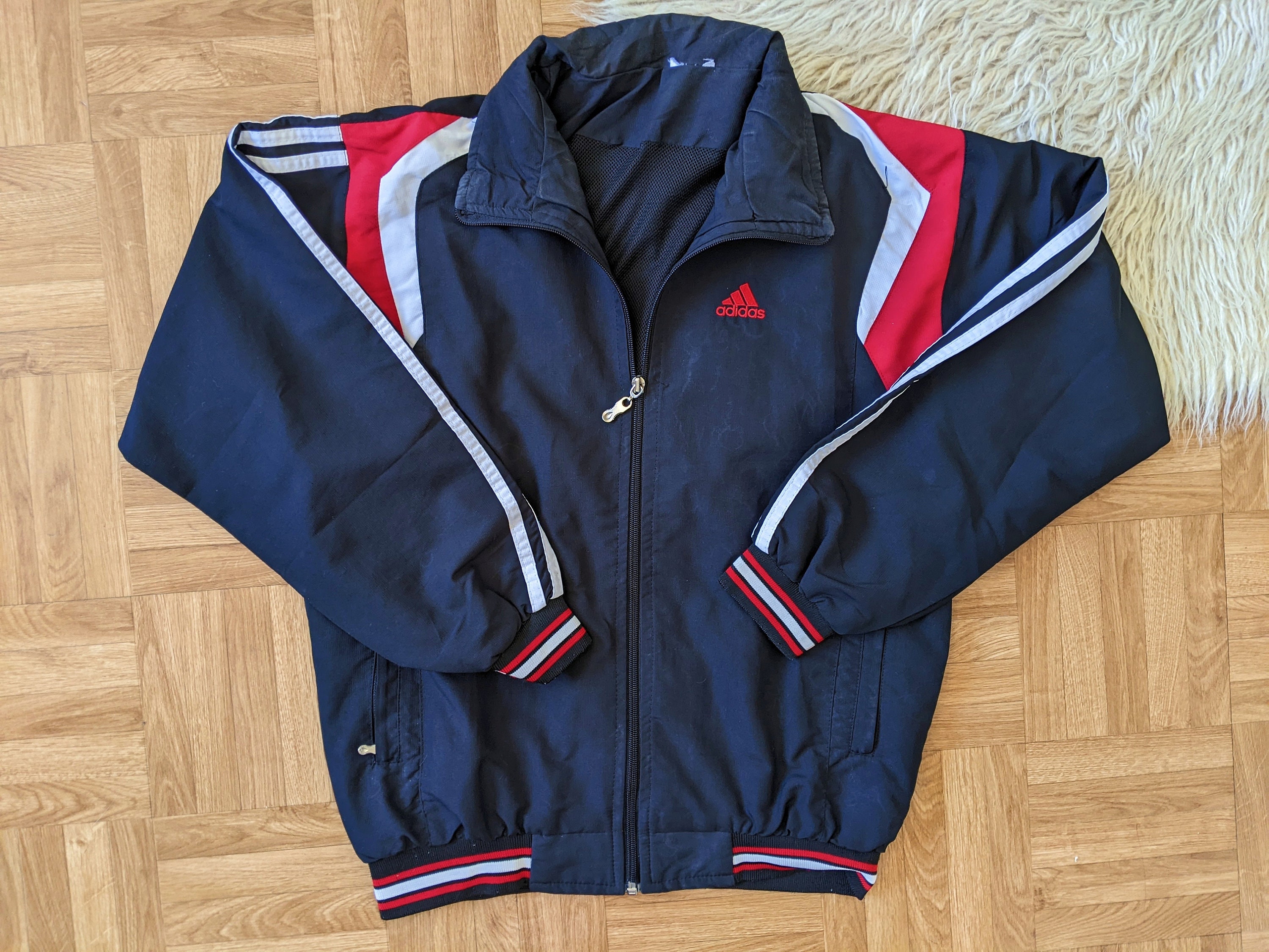 Vintage men Adidas black full zip high neck track jacket in