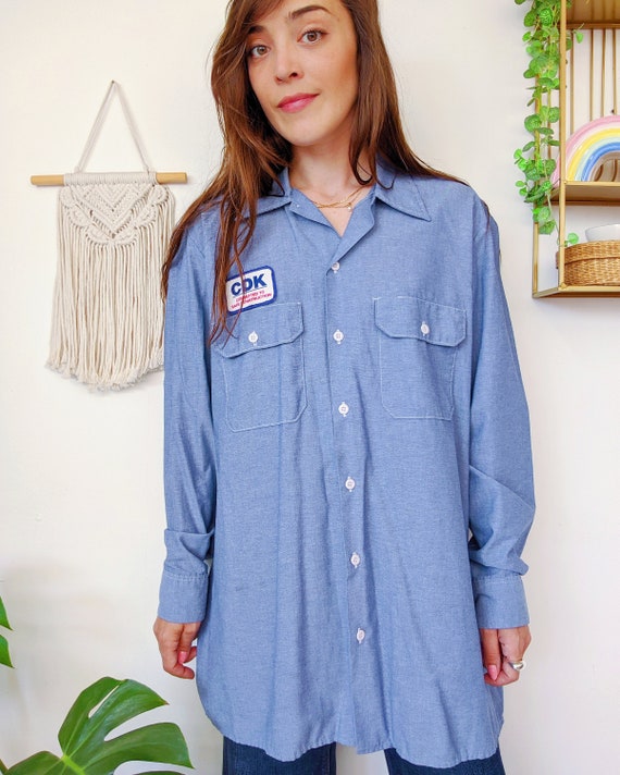 Dickies Blue CDK Shirt, Long Sleeve Blouse for Work | Vintage 90s - Etsy Dickies Blue CDK Shirt, Long Sleeve Blouse for Work | Vintage 90s - Etsy