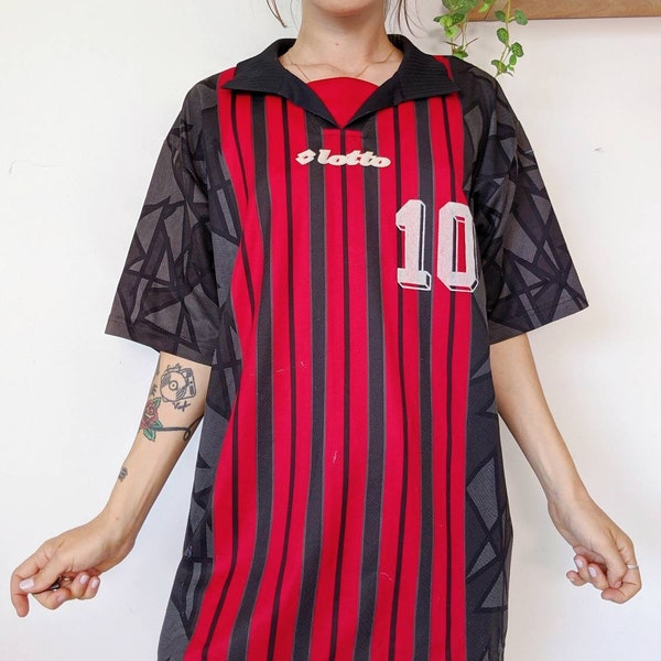 Vintage 1990 | football jersey Lotto black and red Germany Ferien Fussball Schule