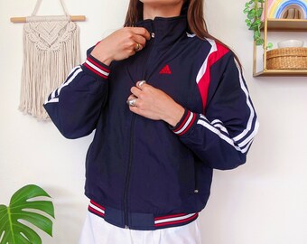 Black, White and Red ADIDAS Track Jacket, Unisex High Neck