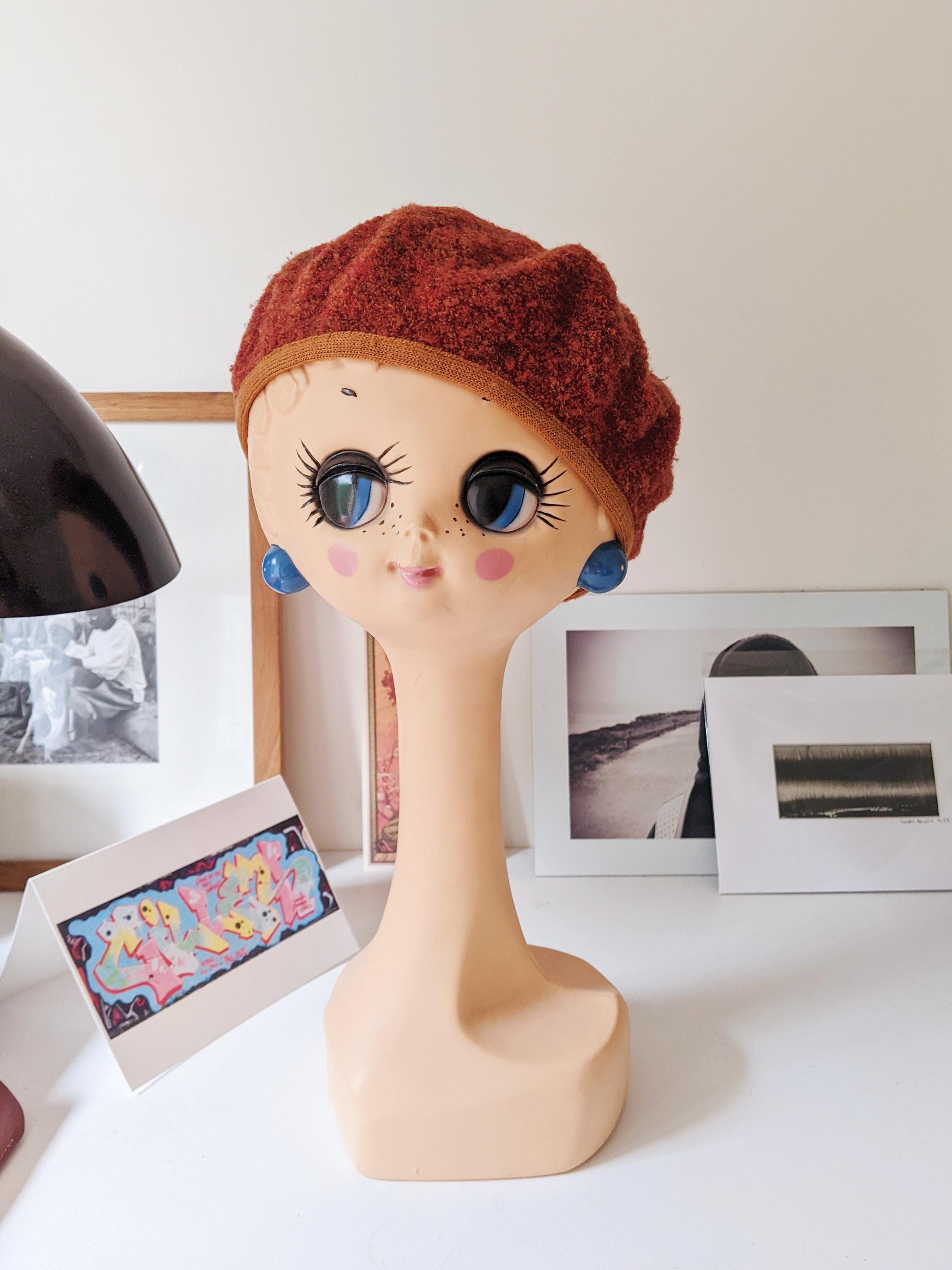Epoch Vintage Wool French Beret Hat Orange Wool Beret Hat in Orange | The British Blanket Company main image 4