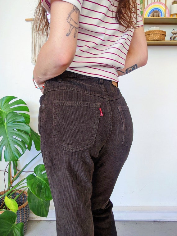 Pantalon en velours côtelé marron, jeans en velou… - image 1