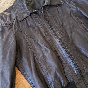 Veste perfecto en cuir noir avec élastique aux manches vintage des années 70 image 8