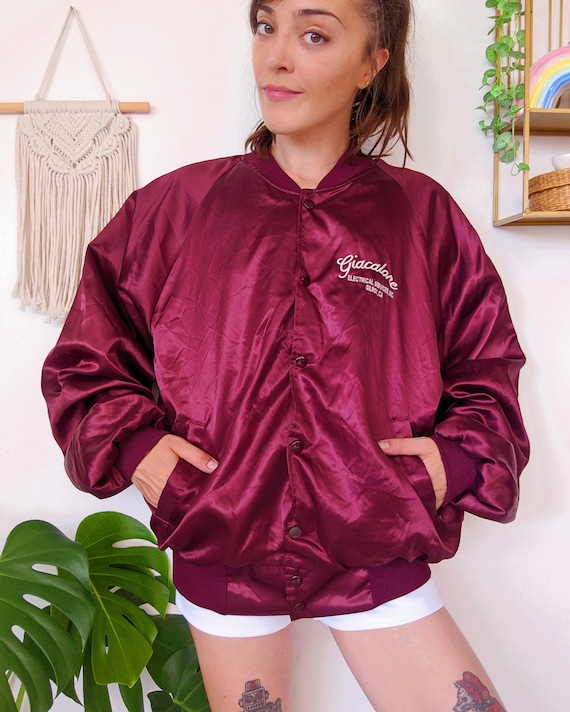 Californian Company Embroidered Satin Bomber Jacket, Short