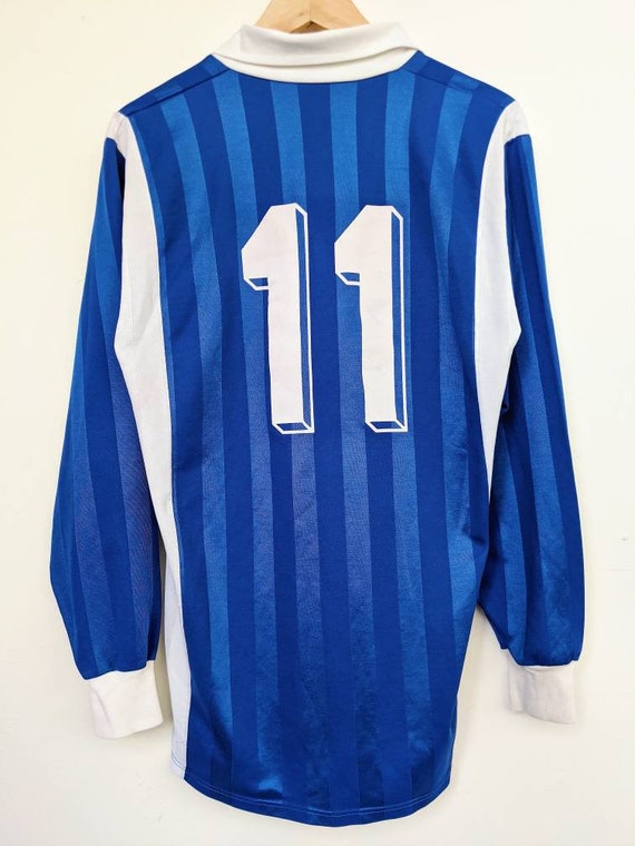Vintage 1980 | Blue Striped and White Football Jersey, Long