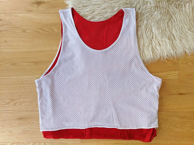 Jahrgang 1990 Unisex-Wende-Basketballtrikot in Rot und Weiß Bild 6