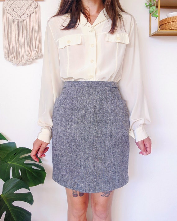 Mini jupe grise avec poches et ceinture | vintage… - image 4