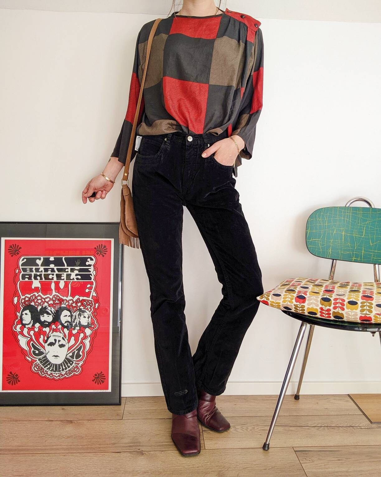 Black Velvet Trousers Straight Cut 