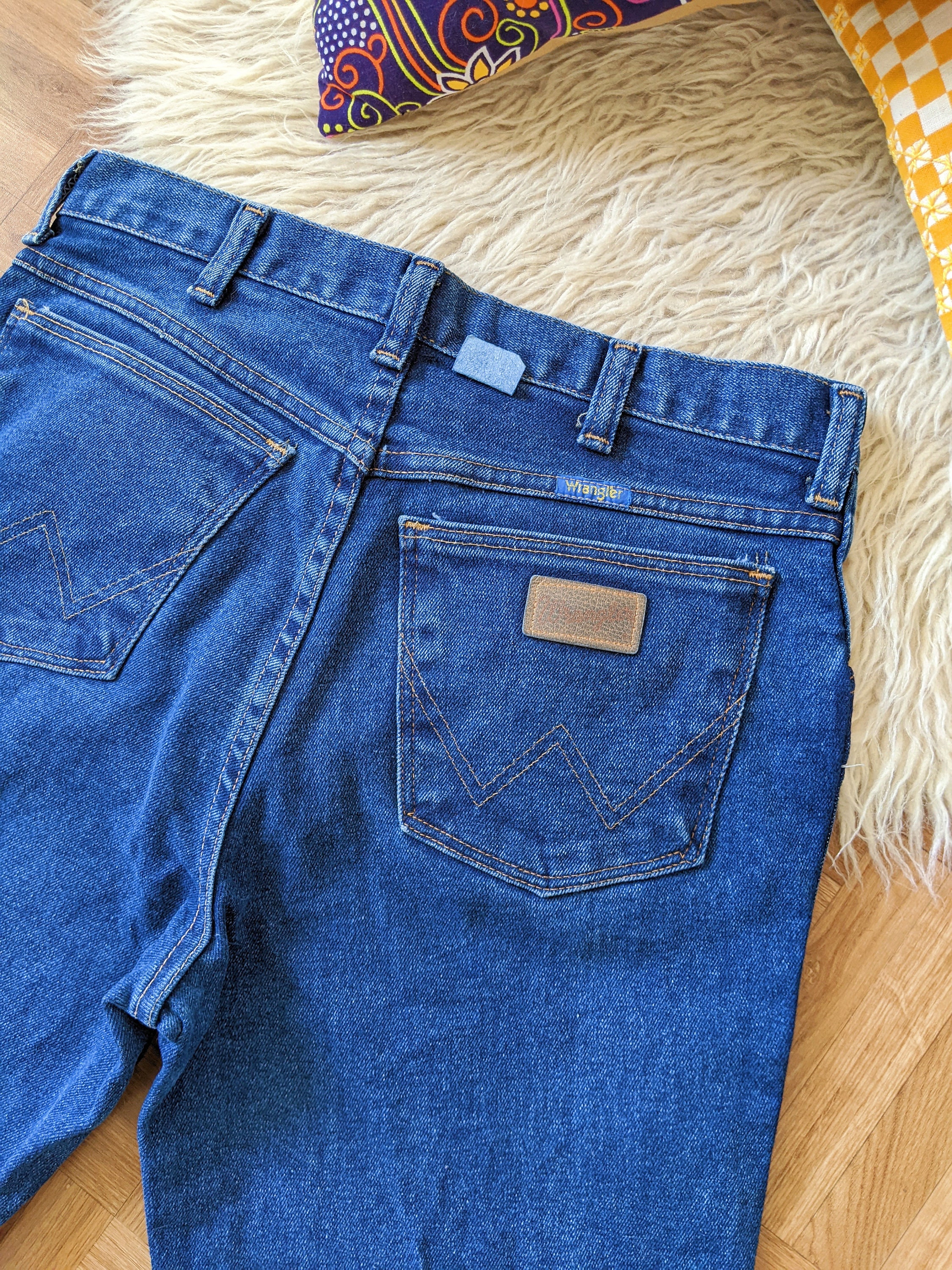 RARE Deadstock Wrangler Blue Denim Jeans, Straight and High Cut