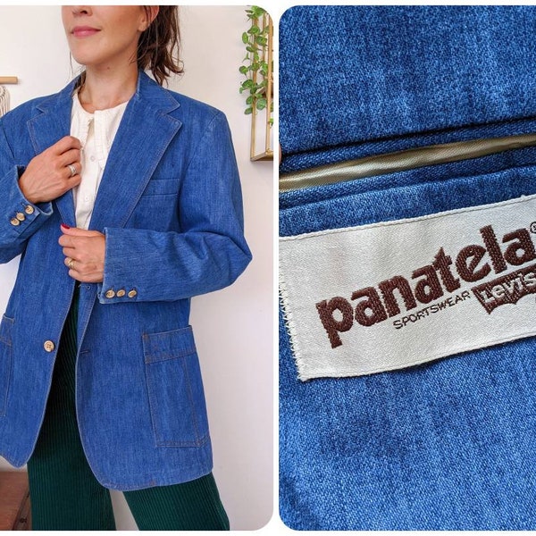 RARE Blazer Levi's Panatela en jean bleu, veste Levi's en denim | vintage des années 70