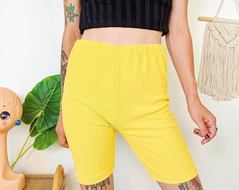 Vintage 90s elastic yellow cycling shorts