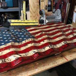 Wavy American Flag - 36 inch