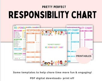 Kids Chore Chart Printable, Daily Routine Checklist, Responsibility Tracker, Reward Chart PDF