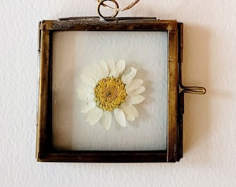 MINI Metal Hanging Frame with a Pressed Daisy