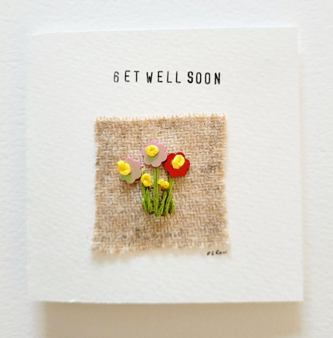 Handmade Get Well Soon 'mini Blooms' Fabric Greeting Card - Etsy