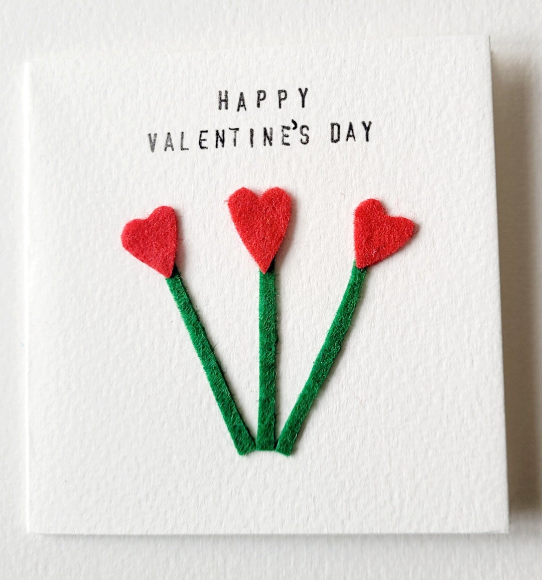 Handmade Happy Valentine's Day 'heart Flowers' Felt Greeting Card Etsy UK