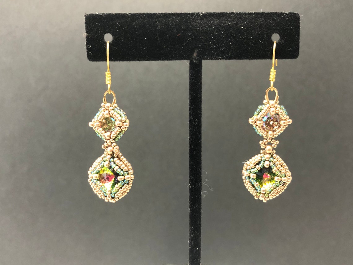 Swarovski Green Crystal Earrings Etsy