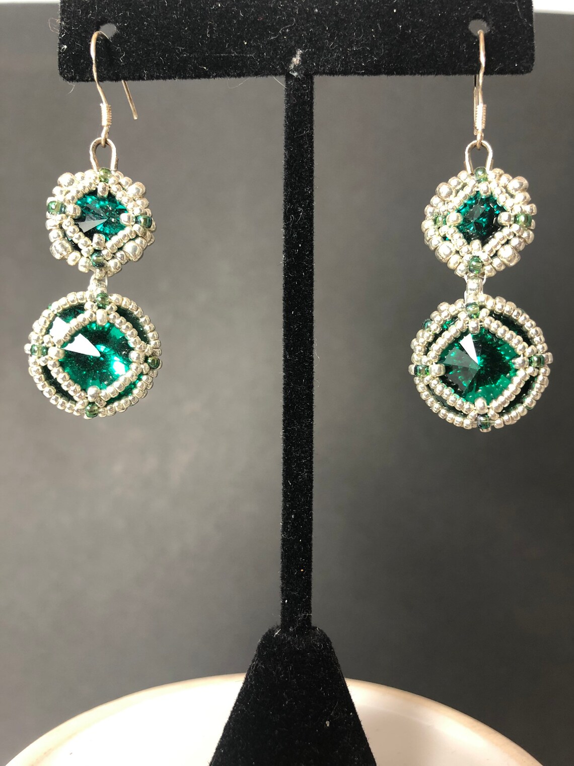 Swarovski Green Crystal Earrings Etsy