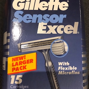 Gillette Sensor Excel Men&#39;s Razor Blades 15 Cartridges - Made in USA - 1993