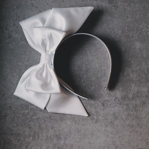 Satin Bow Headband, Bridal Bow headpiece, Satin Wedding Tiara, Bow Bridal crown, Bow Hair Clip, After party crown, image 1