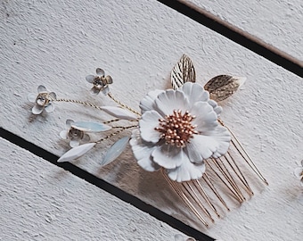 Flower Hair Pin Set, Bridal Flower Hair Comb, Pearl Hair Pin, Pearl Bridal Hair Comb, Flower Hair Clip for bride, Boho Bridal hair pin