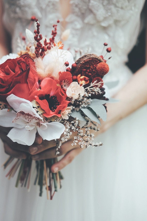 Red Poppy Bouquet With Greens Dried Flower Bouquet Red Wedding Etsy Red Poppy Bouquet With Greens Dried Flower Bouquet Red Wedding Etsy