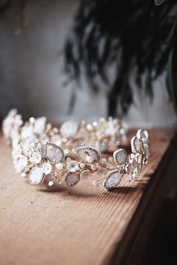 Gold Crystal Bridal Headpiece | Rhinestone Hair Chain | Wedding Crown Veil Baroque Gold Crystal Hair Clips Large Rhinestone... From  main image 3