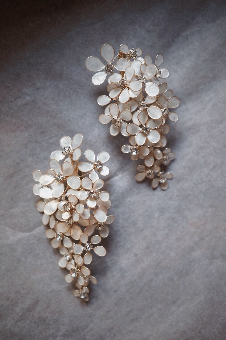 Gold wedding earrings, Boho wedding earrings, Boho bridal earrings, Drop earrings wedding, Unique wedding earrings, Opal bridal earrings image 5