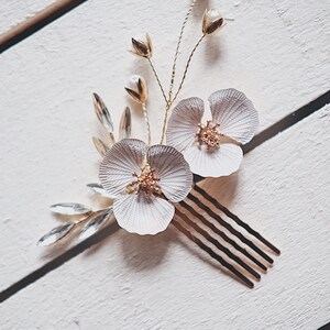 Set di spille per capelli fiore, pettine per capelli fiore da sposa, perno per capelli perla, pettine per capelli da sposa perla, fermaglio per capelli fiore per la sposa, perno per capelli da sposa Boho Two Flowers Comb