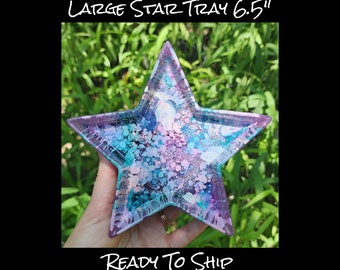 Large Star Tray 6.5" - READY TO SHIP - Jewelry Tray, Trinket Dish, Catch All, Decor, Alcohol Inks