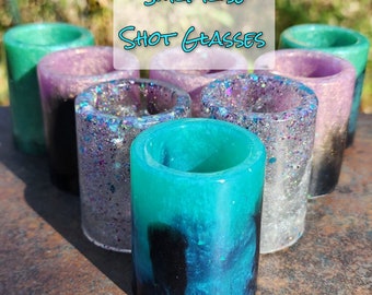 Shimmery Shot Glasses - *READY TO SHIP*- Discounted Sale Glasses, Foodsafe, Iridescent