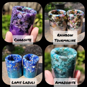 Iridescent Crystal Shot Glasses MADE TO ORDER Rose Quartz, Amethyst, Amazonite, Lapis Lazuli, Turquoise, Peridot, Moonstone, Obsidian image 5