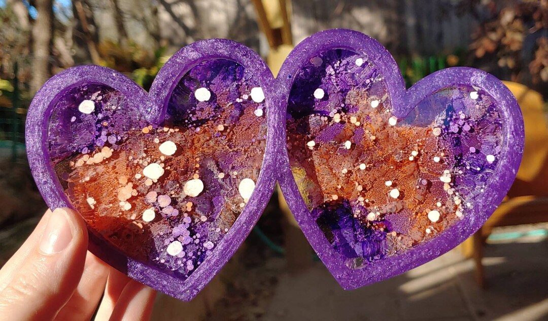 Orange & Purple Double Hearts Tray Trinket Tray Jewelry Etsy