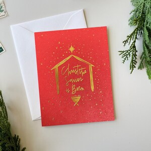 Cartão de Natal Nascido Cristo Salvador, Cartão de Natal Religioso, Cartão de Natividade, Cartões de Natal Cristãos, Cartão de Natal Católico