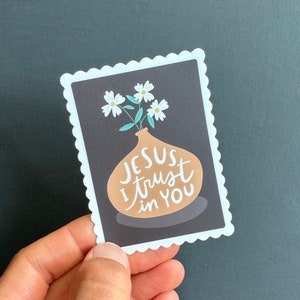 Jesus I Trust In You Sticker, Christian Sticker, Christian Flower Sticker, Jesus Sticker, Catholic Sticker, Divine Mercy Sticker