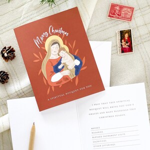 Tarjeta de Navidad de ramo espiritual, tarjeta de Navidad católica, regalo de Navidad del sacerdote, tarjeta de Navidad religiosa, tarjeta de Navidad católica