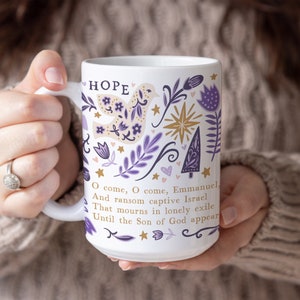 O Come O Come Emmanuel Mok 15oz, Advent Mok, Katholieke Advent Gift, Katholieke Kerstcadeau, Katholieke Mok, Katholieke Koffie, Katholieke Thuis
