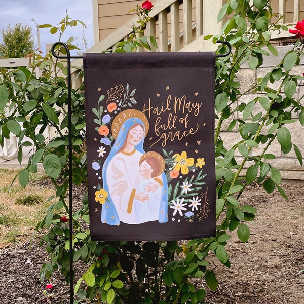 Hail Mary Full of Grace Garden Flag, Catholic Garden Flag, Catholic Yard Sign, Catholic Home, Catholic Outdoor, Catholic Christmas Gift