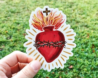 Sacred Heart Sticker, Sacred Heart Decal, Sacred Heart of Jesus, Sacred Heart, Catholic Sticker, Catholic Vinyl Sticker, Laptop Sticker