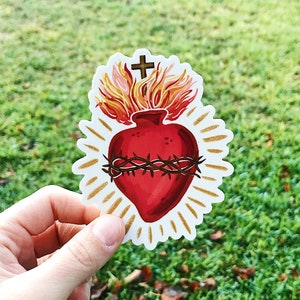 Sacred Heart Sticker, Sacred Heart Decal, Sacred Heart of Jesus, Sacred Heart, Catholic Sticker, Catholic Vinyl Sticker, Laptop Sticker