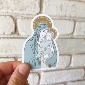 Our Lady of Mt. Carmel Sticker, Mary Sticker, Blessed Mother Sticker, Saint Sticker, Catholic Sticker, Catholic Gift, Catholic Decal