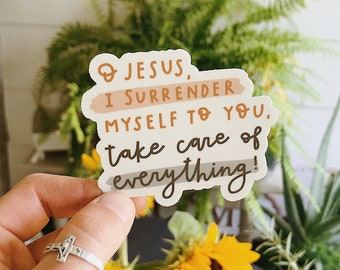 Jesus I Surrender Sticker, Jesus Sticker, Christian Sticker, Catholic Sticker, Catholic Vinyl Sticker, Laptop Sticker, Christian Decal