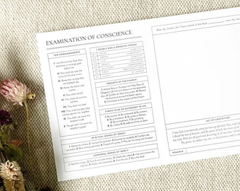 Examination of Conscience Notepad, Confession Notepad, Act of Contrition, Catholic Notepad, Catholic Gift, Confession Journal, Catholic Lent