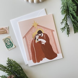 Cartão de Natal da Natividade em Folha de Ouro, Cartão de Natal Religioso, Cartão de Natividade, Cartão da Sagrada Família, Cartão de Natal, Cartões de Natal Cristãos