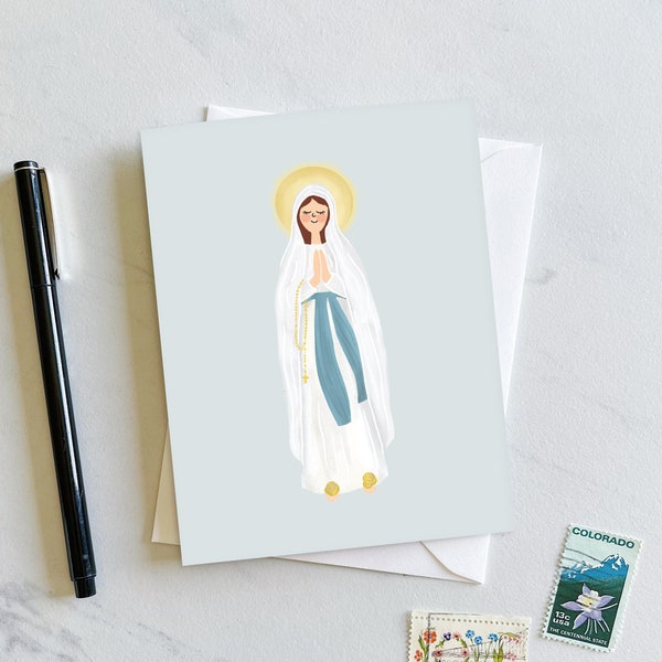 Our Lady of Lourdes Card, Marian Card, Lourdes Cards, Mary Notecards, Catholic Cards, Saint Cards, Catholic Greeting Card, Catholic Notecard
