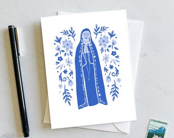 Marian Notecard, Blessed Mother Card, Marian Gift, Virgin Mary Card, Catholic Cards, Catholic Greeting Card, Catholic Notecard